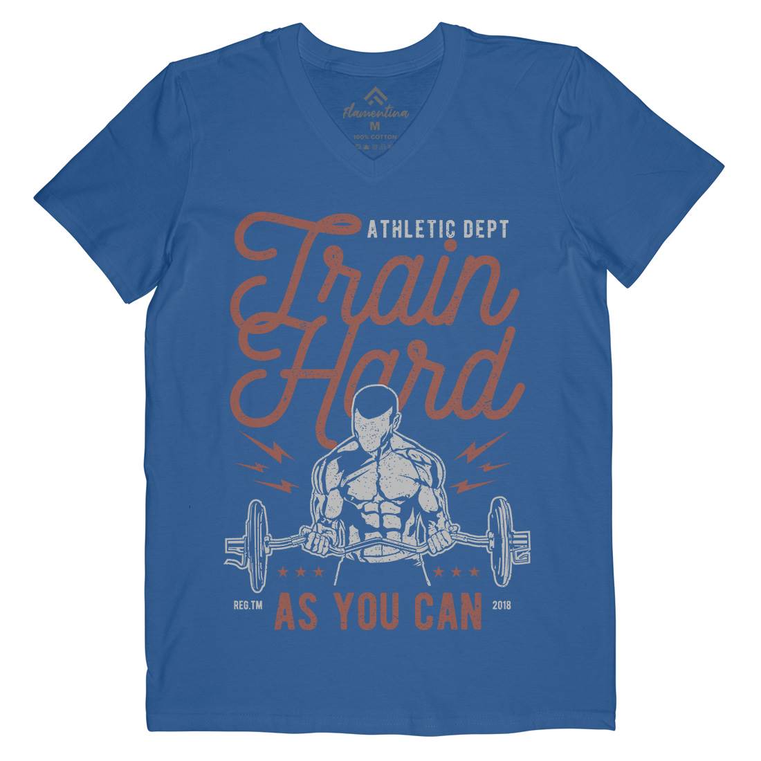 Train Hard Mens V-Neck T-Shirt Gym A778