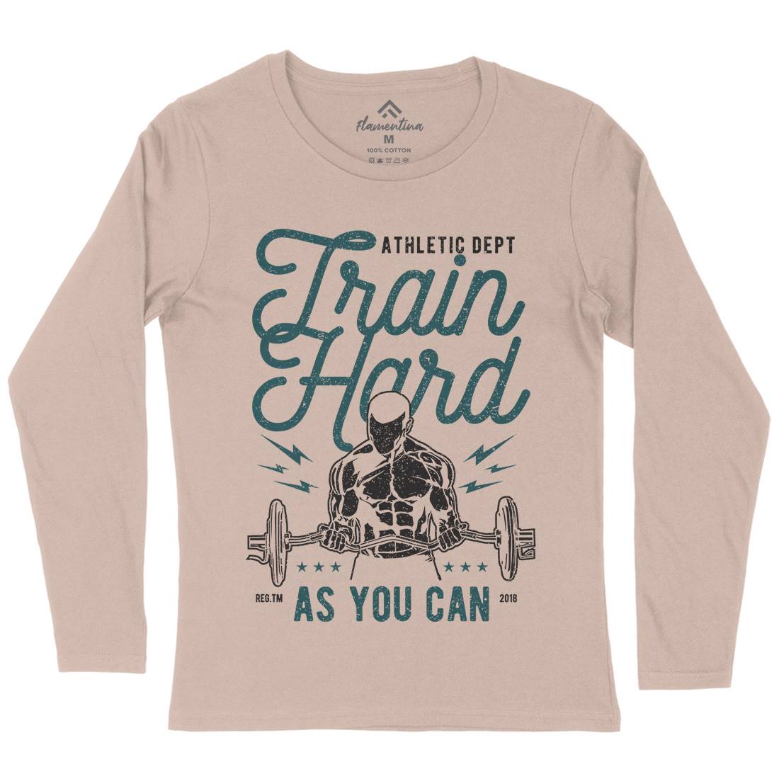 Train Hard Womens Long Sleeve T-Shirt Gym A778