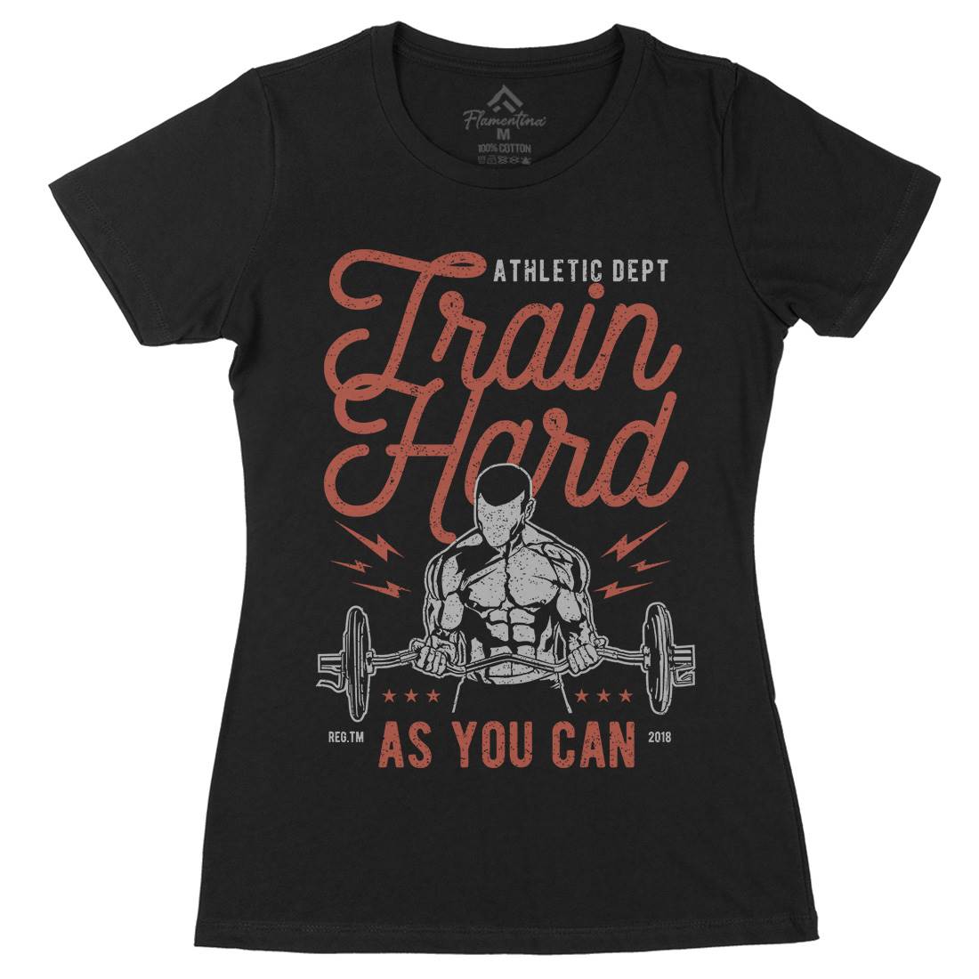 Train Hard Womens Organic Crew Neck T-Shirt Gym A778