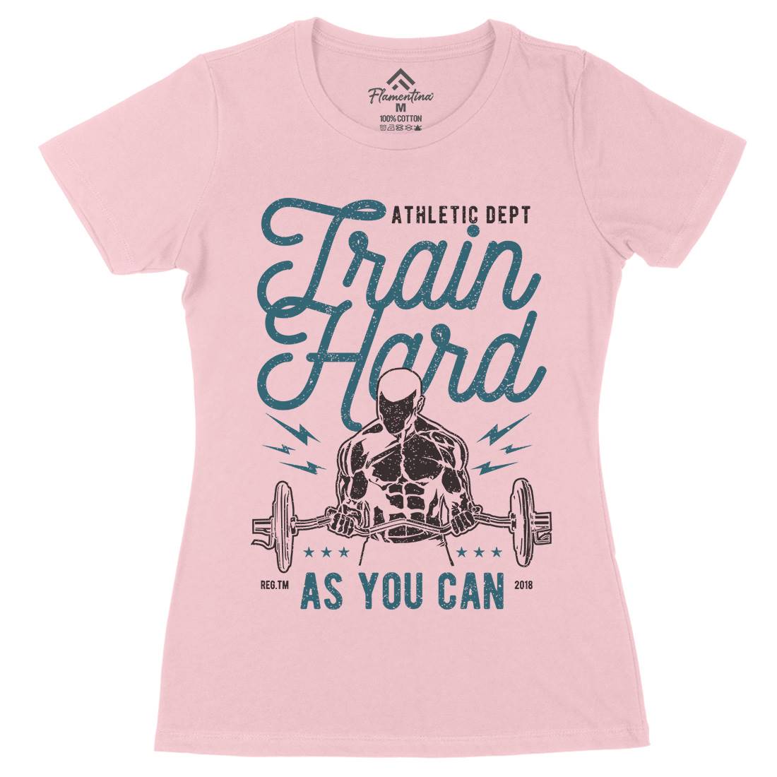 Train Hard Womens Organic Crew Neck T-Shirt Gym A778