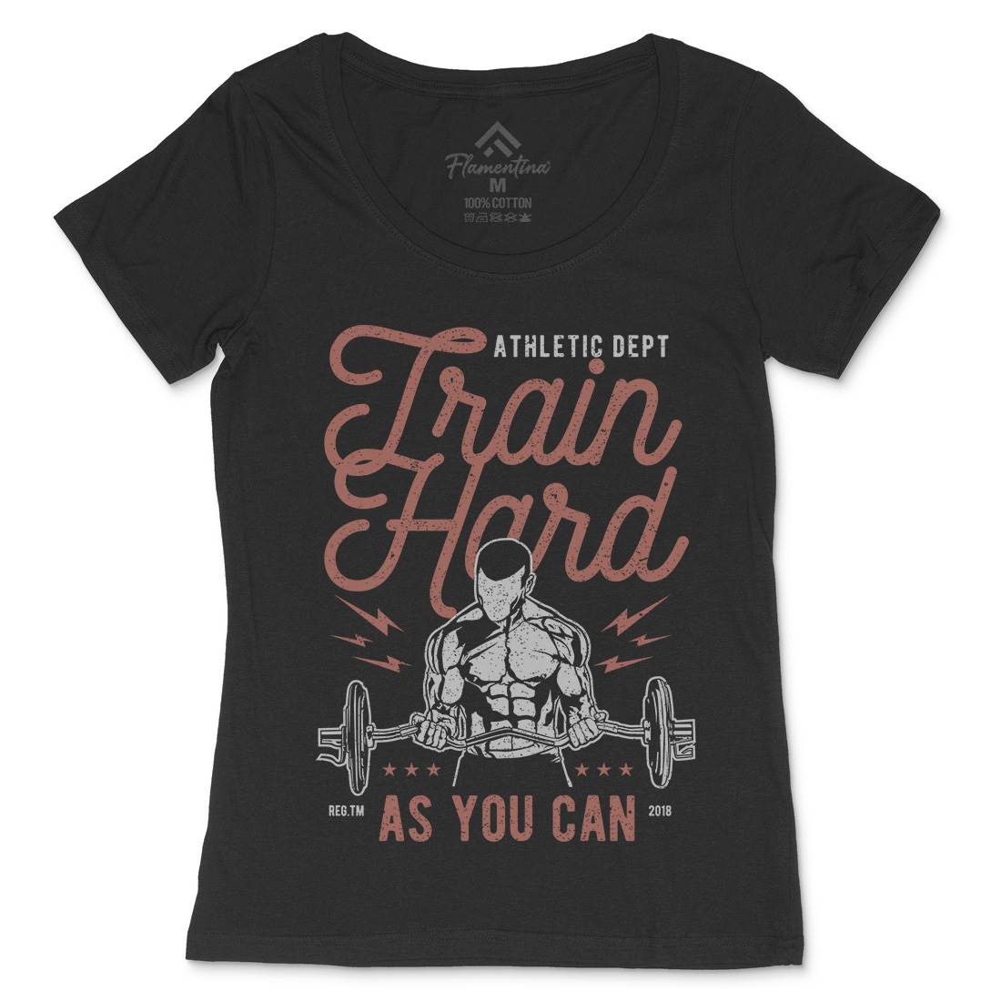 Train Hard Womens Scoop Neck T-Shirt Gym A778