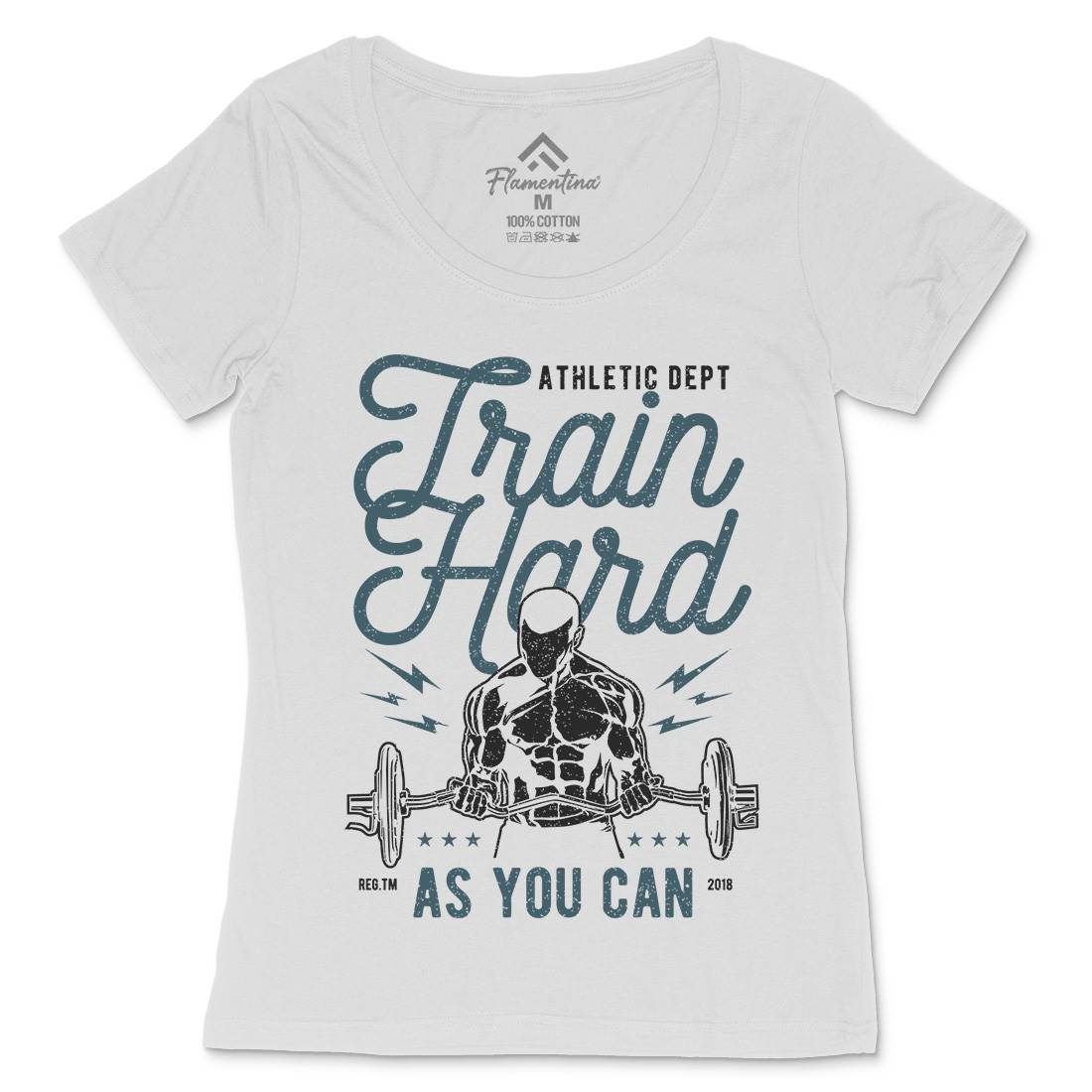 Train Hard Womens Scoop Neck T-Shirt Gym A778