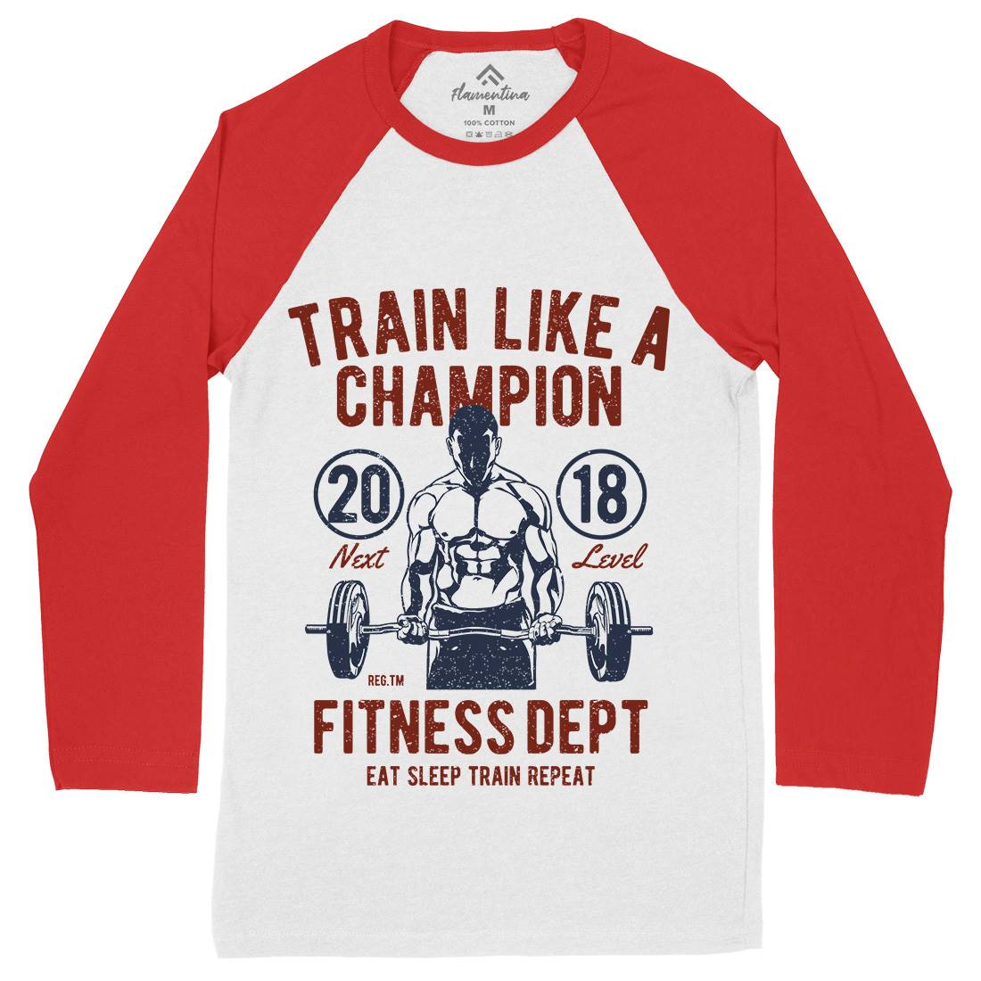 Train Like A Champion Mens Long Sleeve Baseball T-Shirt Gym A779