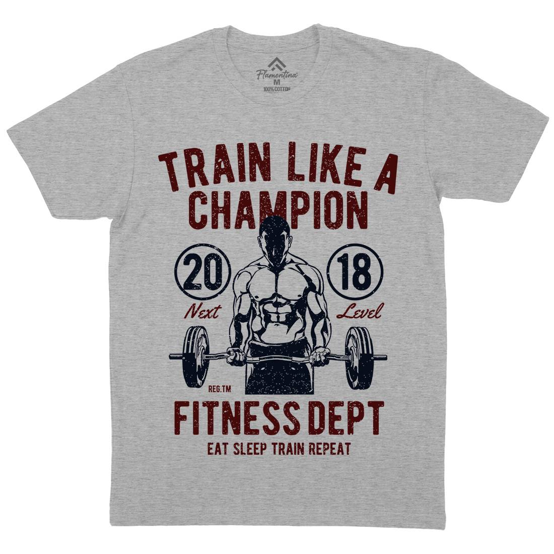 Train Like A Champion Mens Organic Crew Neck T-Shirt Gym A779