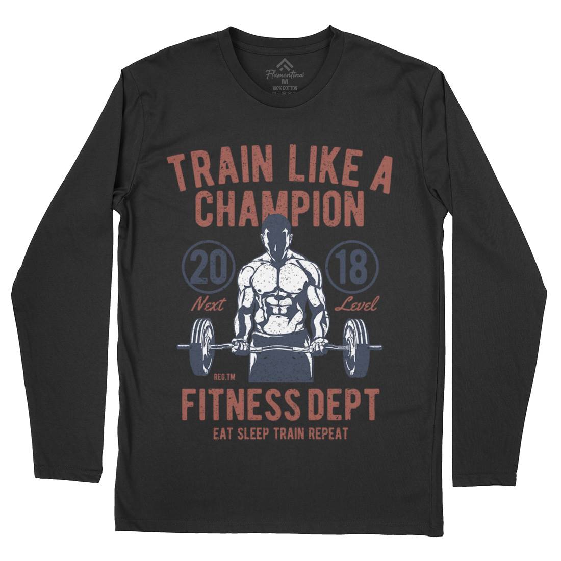 Train Like A Champion Mens Long Sleeve T-Shirt Gym A779