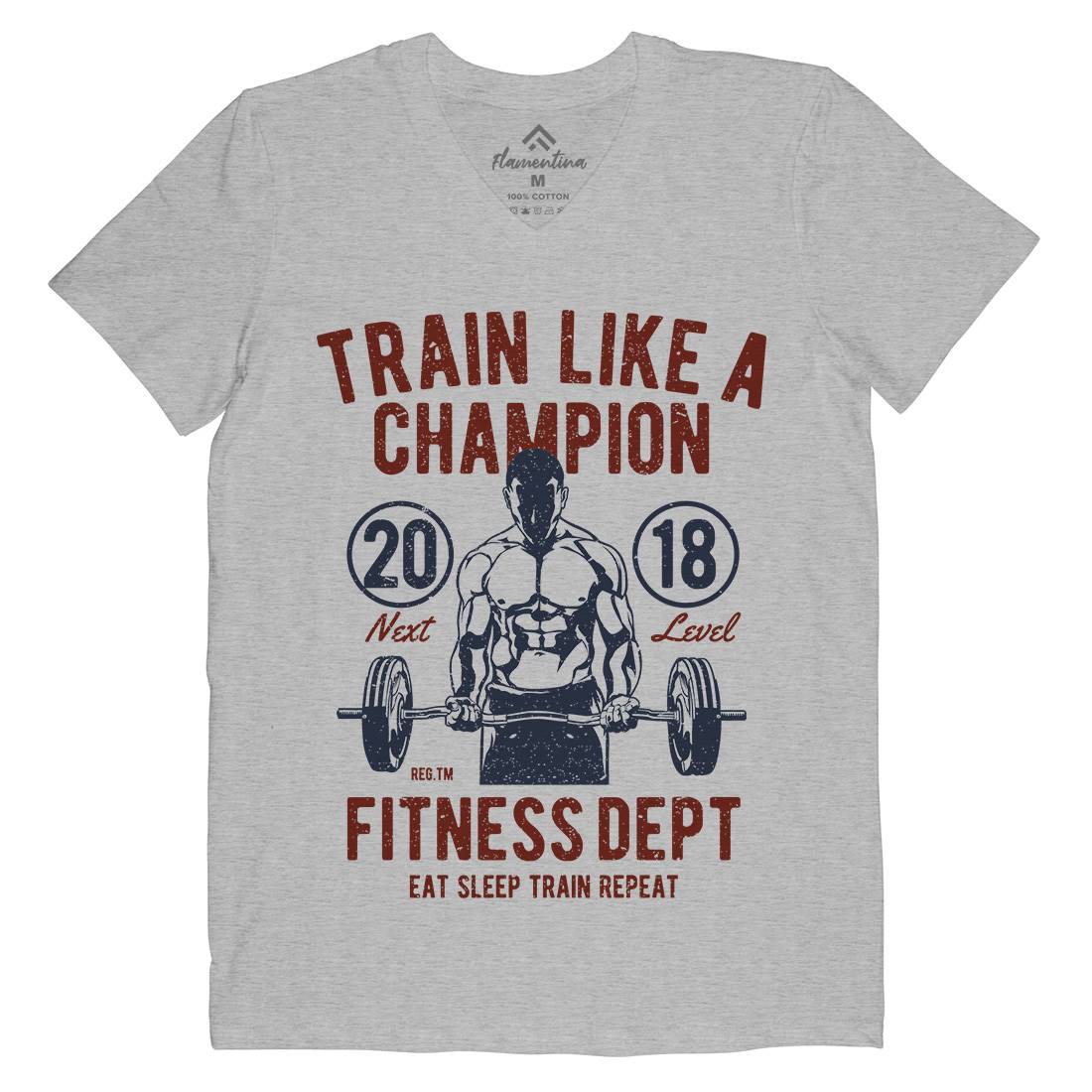 Train Like A Champion Mens V-Neck T-Shirt Gym A779