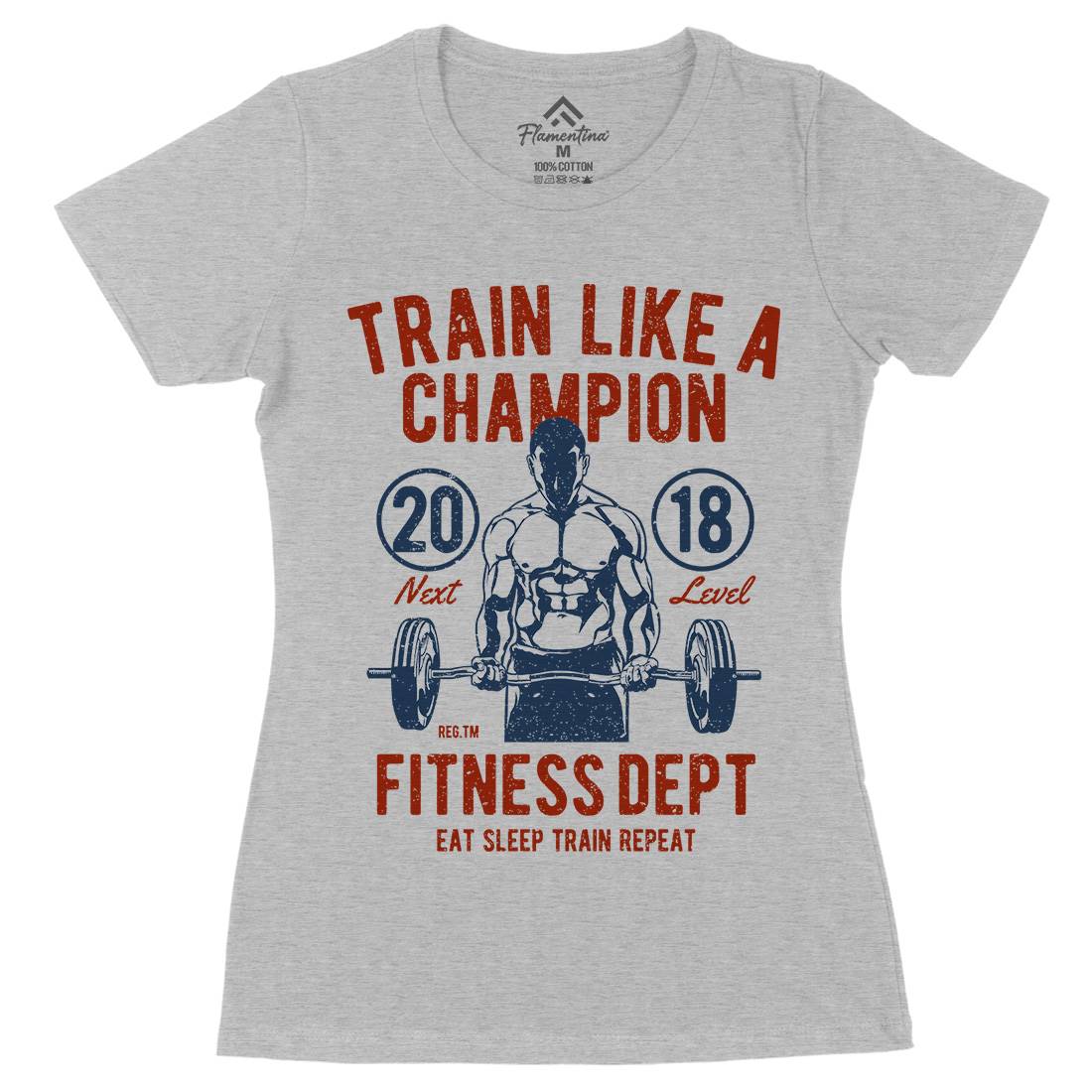 Train Like A Champion Womens Organic Crew Neck T-Shirt Gym A779