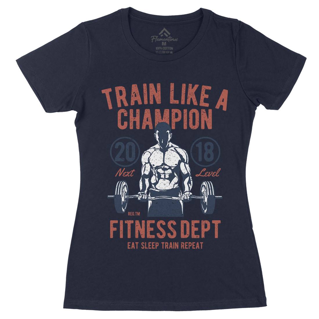 Train Like A Champion Womens Organic Crew Neck T-Shirt Gym A779