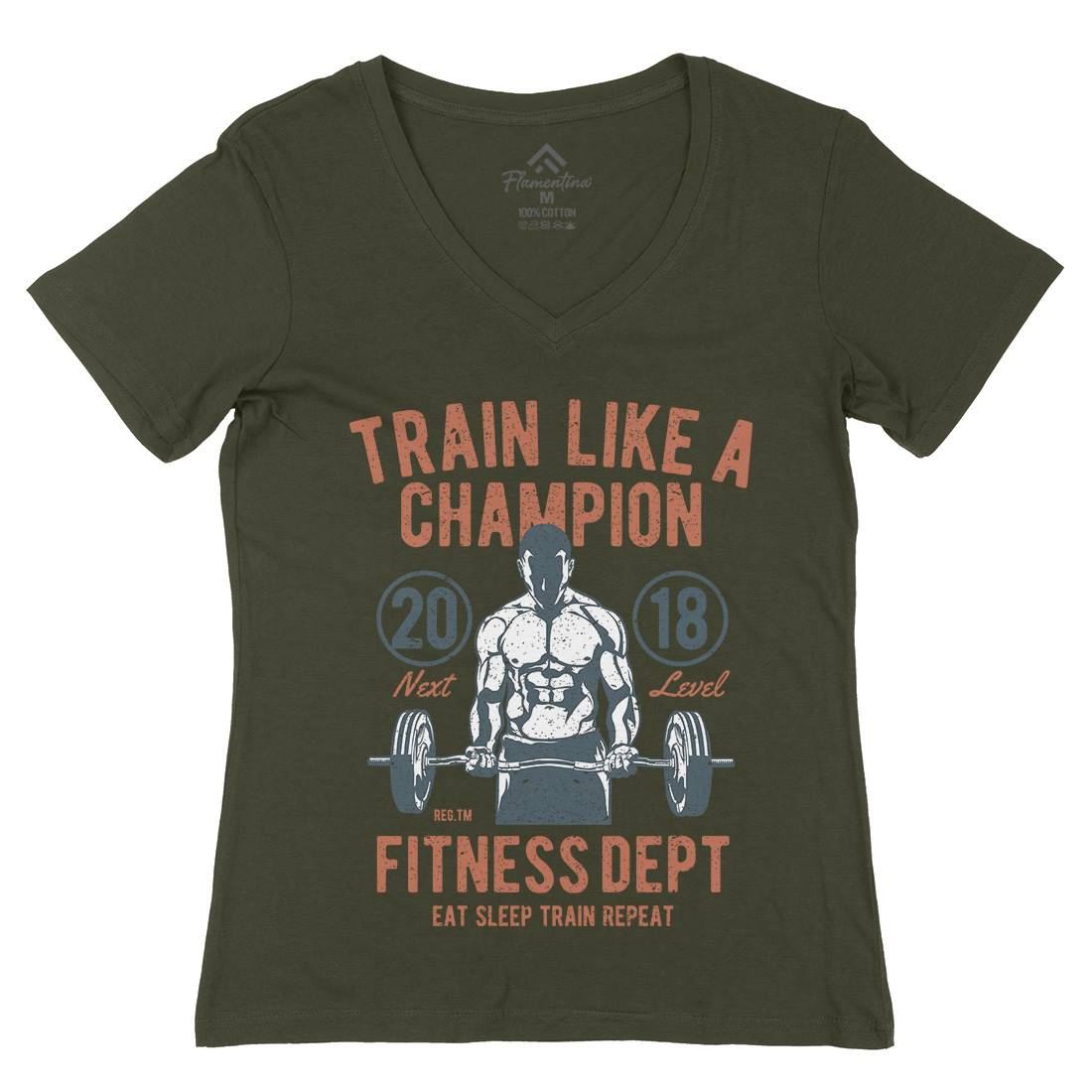 Train Like A Champion Womens Organic V-Neck T-Shirt Gym A779