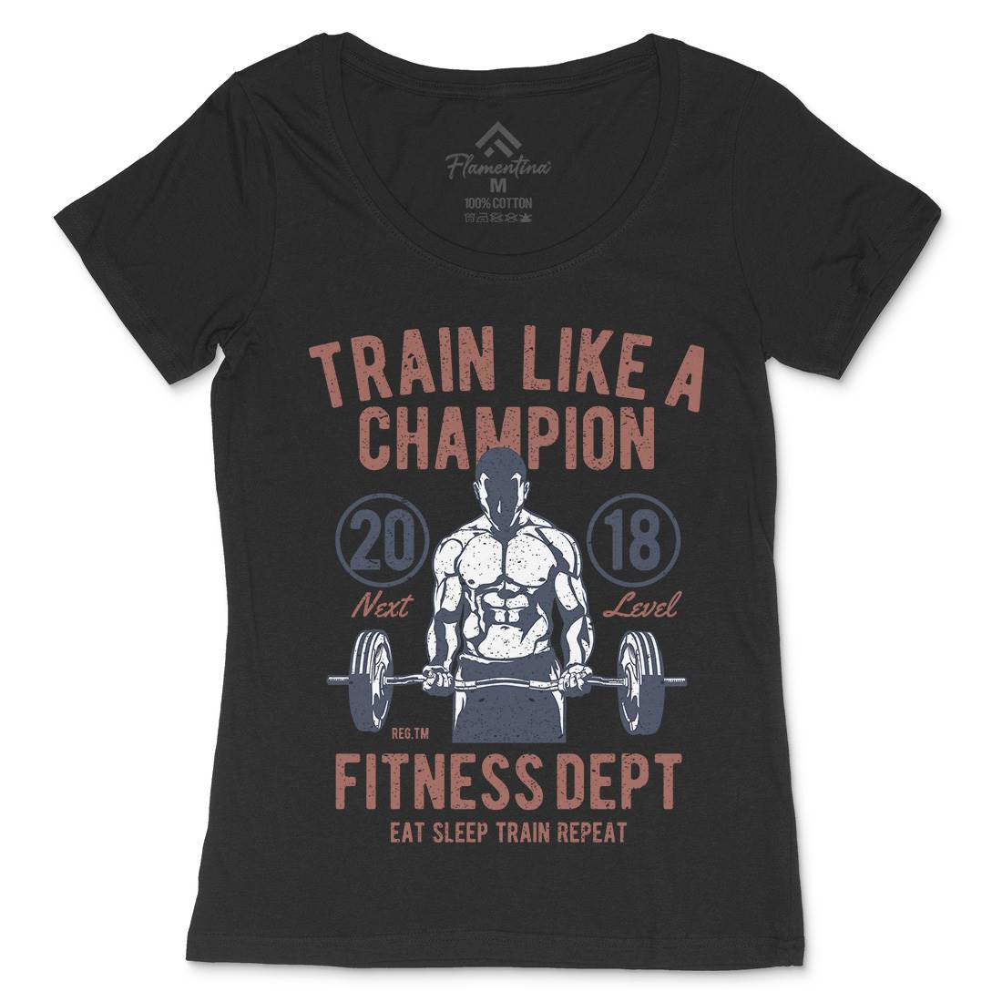 Train Like A Champion Womens Scoop Neck T-Shirt Gym A779