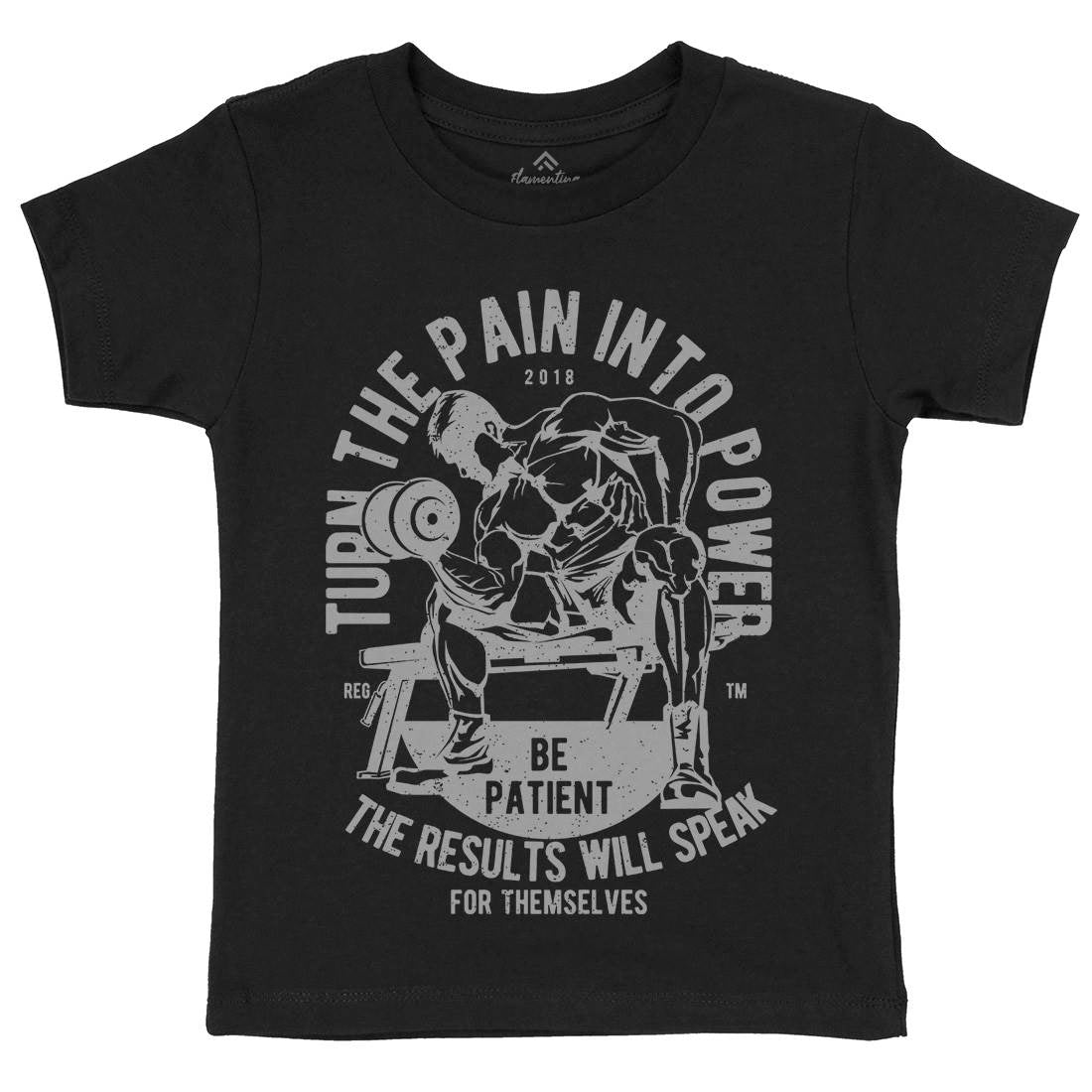 Turn The Pain Into Power Kids Crew Neck T-Shirt Gym A780