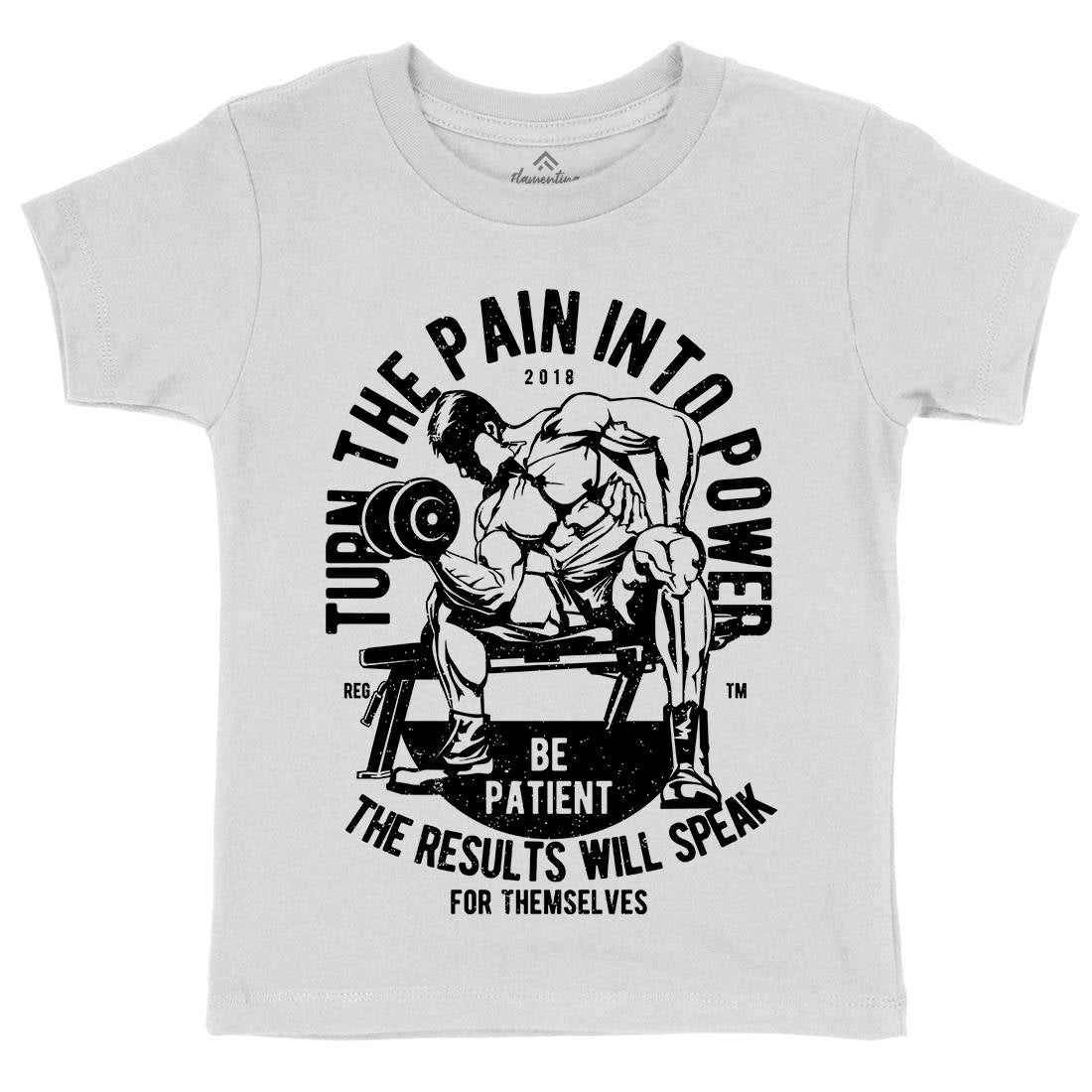 Turn The Pain Into Power Kids Crew Neck T-Shirt Gym A780