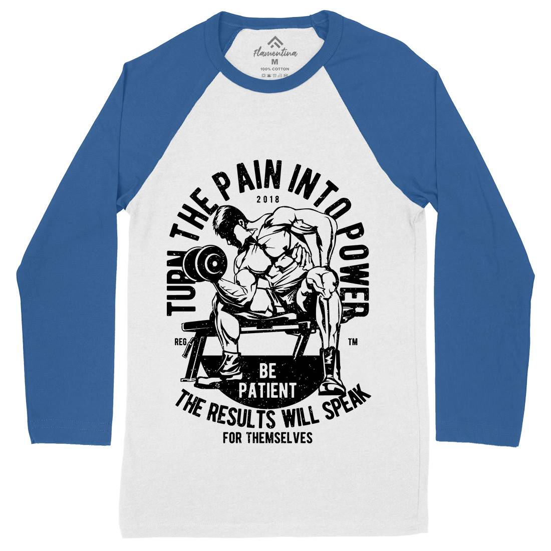 Turn The Pain Into Power Mens Long Sleeve Baseball T-Shirt Gym A780