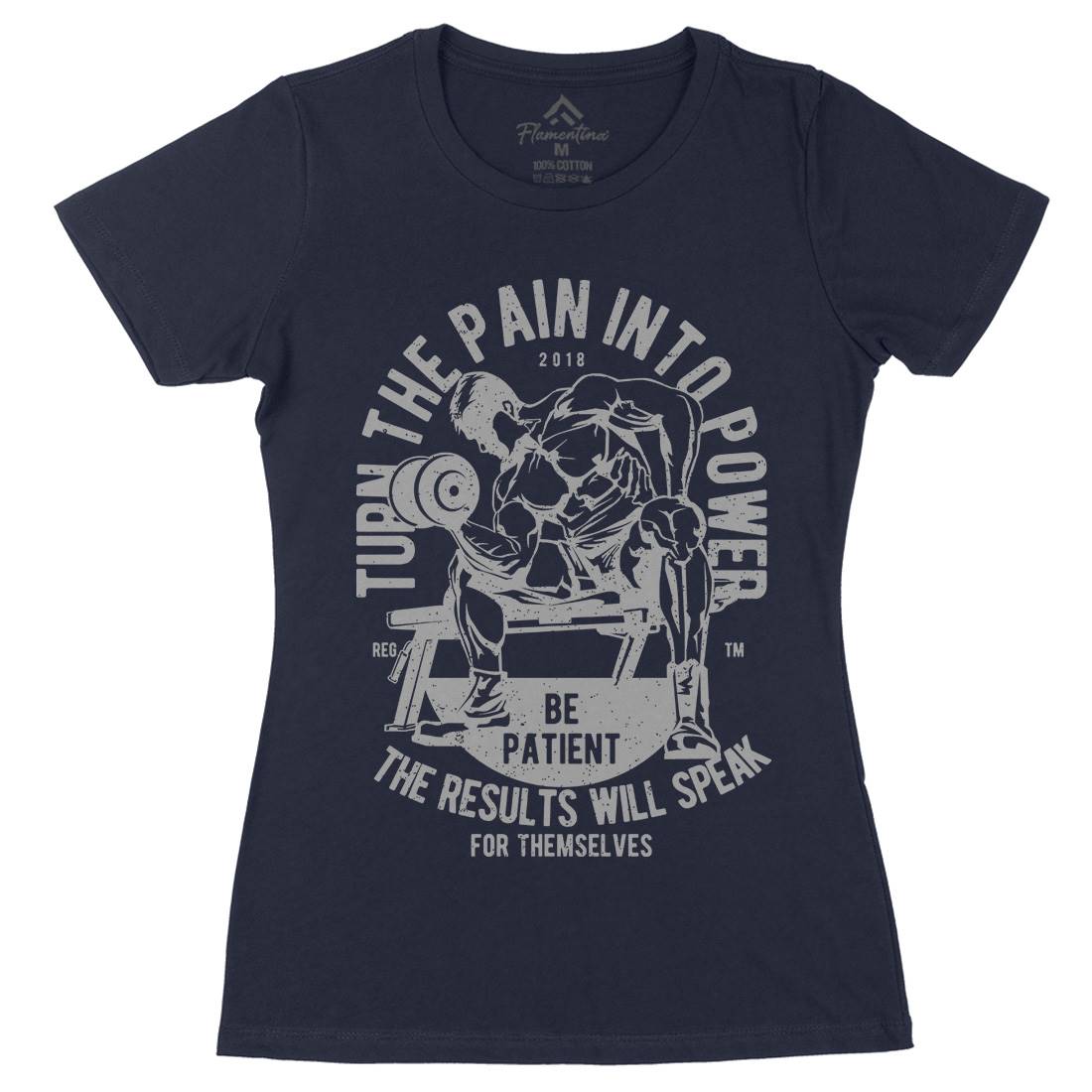 Turn The Pain Into Power Womens Organic Crew Neck T-Shirt Gym A780