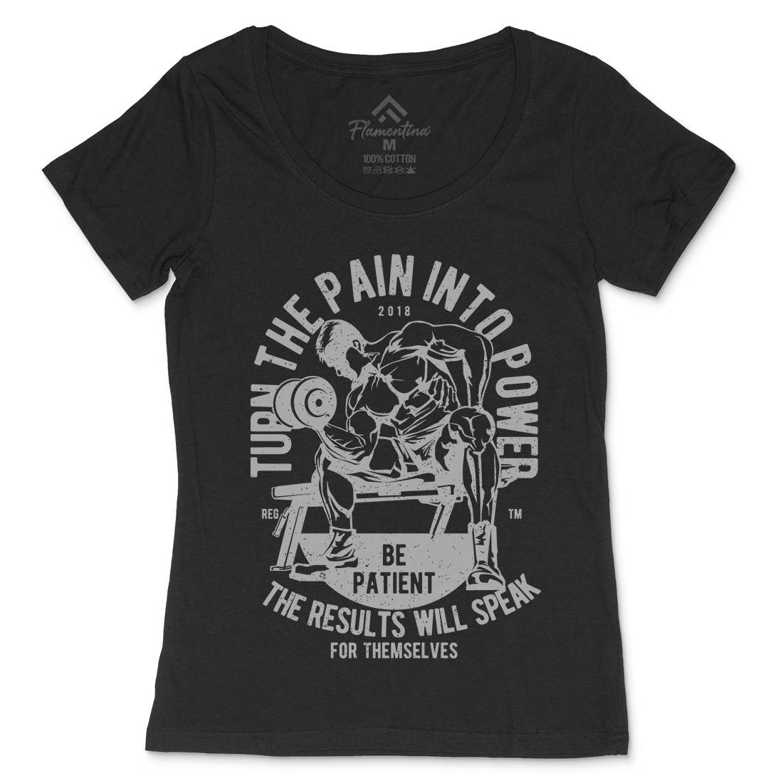 Turn The Pain Into Power Womens Scoop Neck T-Shirt Gym A780