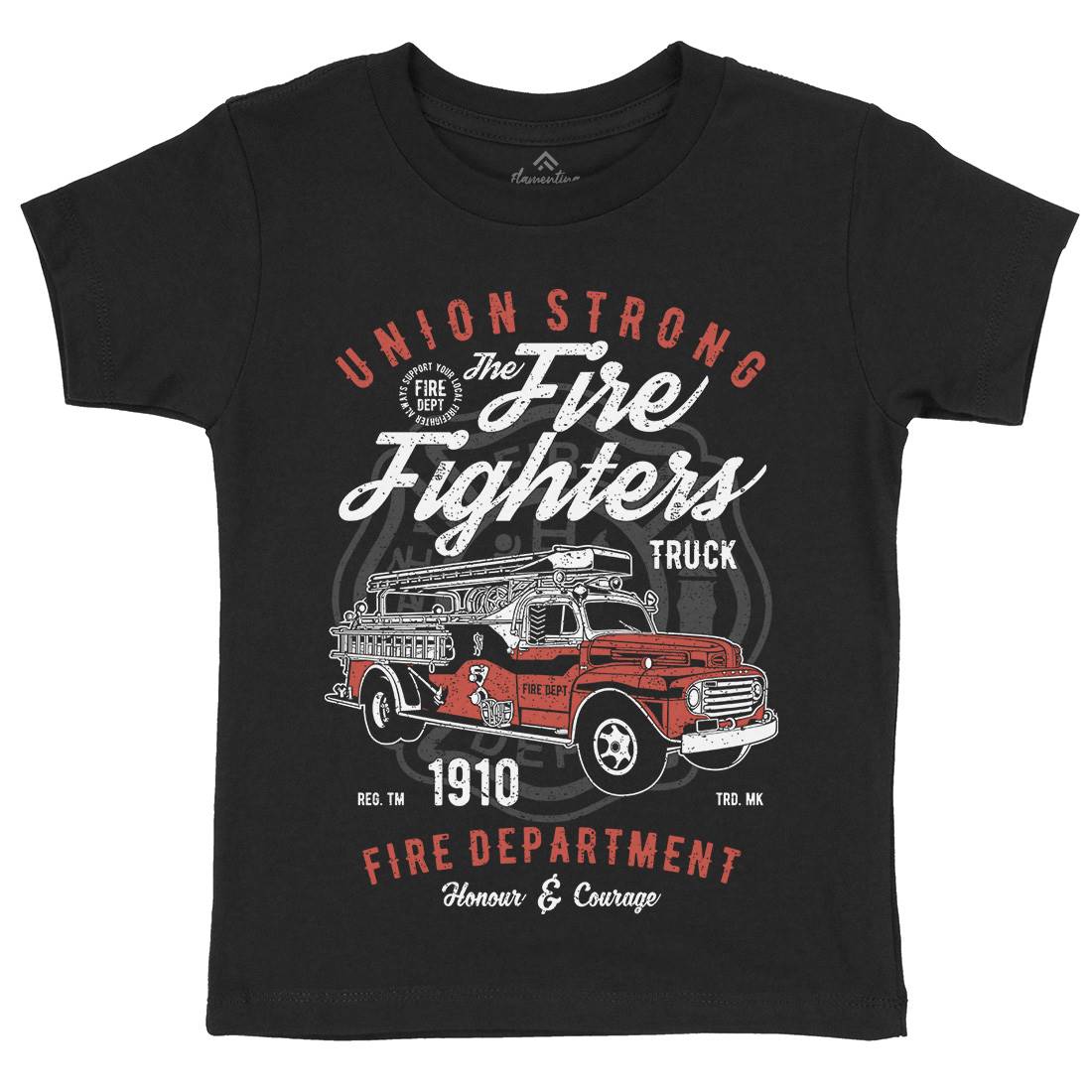 Union Strong Kids Organic Crew Neck T-Shirt Firefighters A781