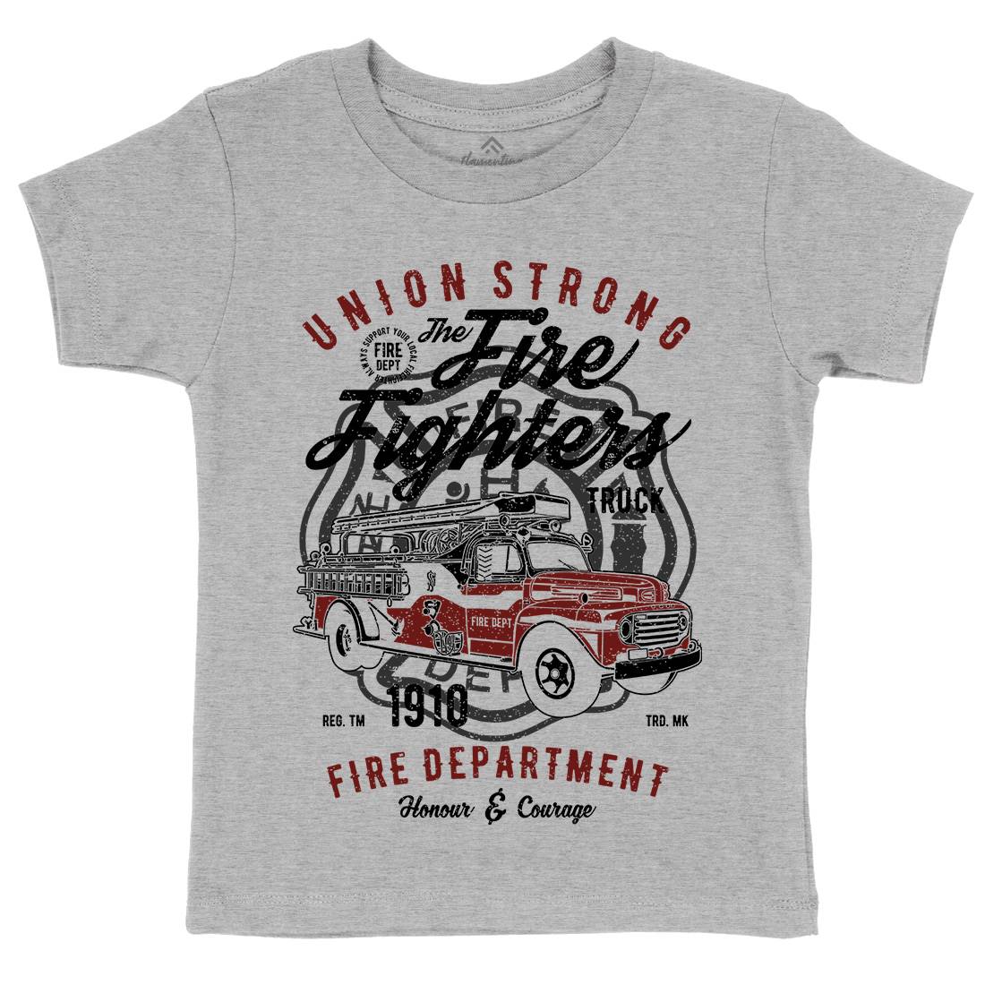 Union Strong Kids Crew Neck T-Shirt Firefighters A781