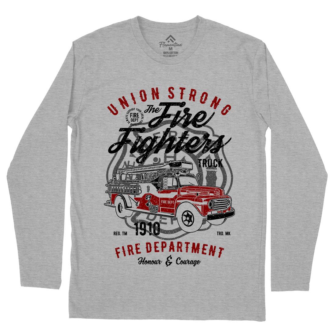 Union Strong Mens Long Sleeve T-Shirt Firefighters A781