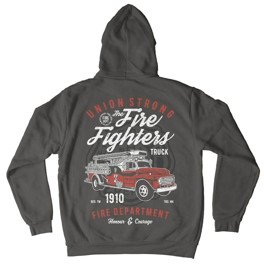 Union Strong Mens Hoodie With Pocket Firefighters A781