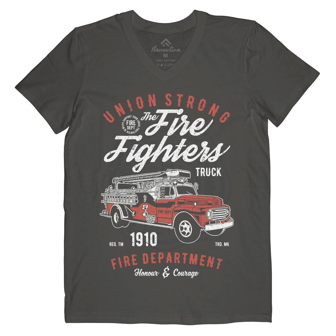 Union Strong Mens V-Neck T-Shirt Firefighters A781