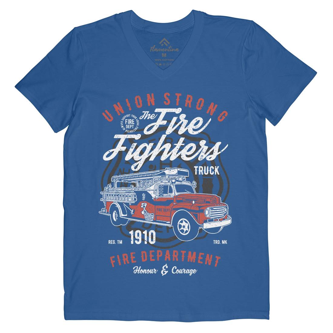 Union Strong Mens V-Neck T-Shirt Firefighters A781