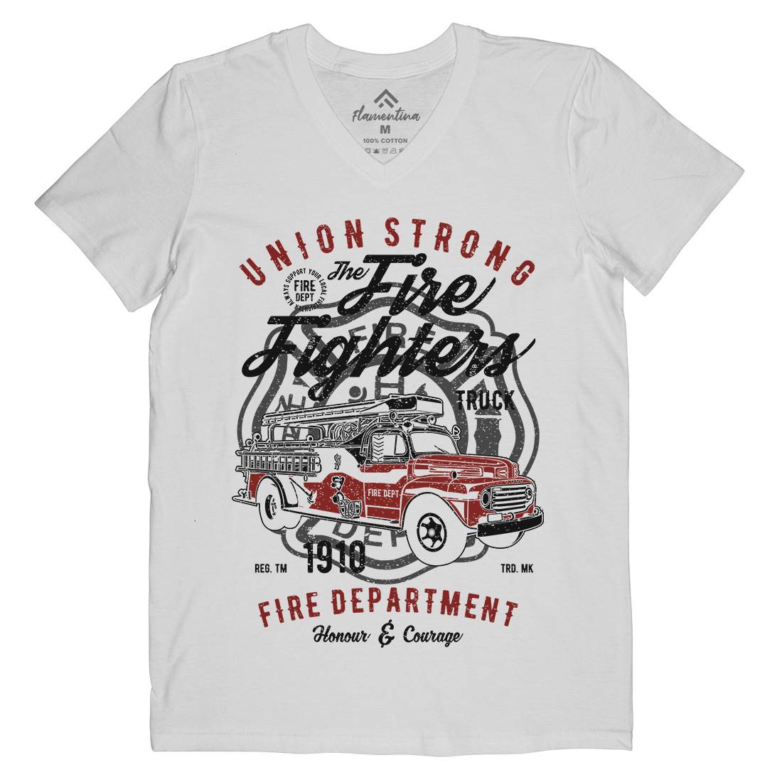 Union Strong Mens Organic V-Neck T-Shirt Firefighters A781