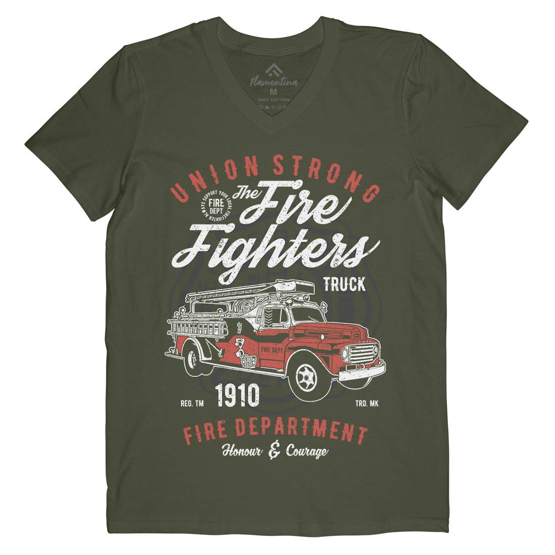 Union Strong Mens Organic V-Neck T-Shirt Firefighters A781