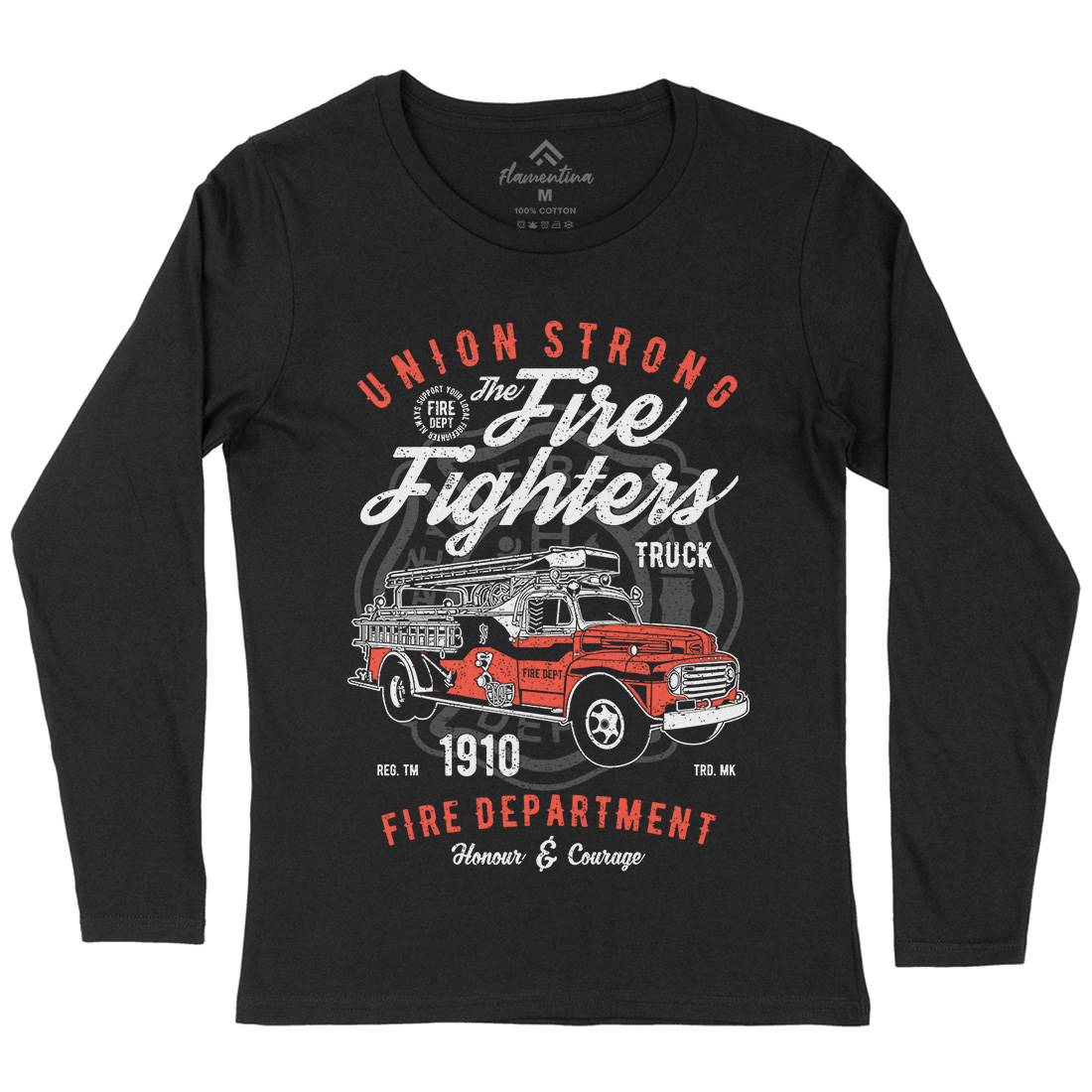 Union Strong Womens Long Sleeve T-Shirt Firefighters A781