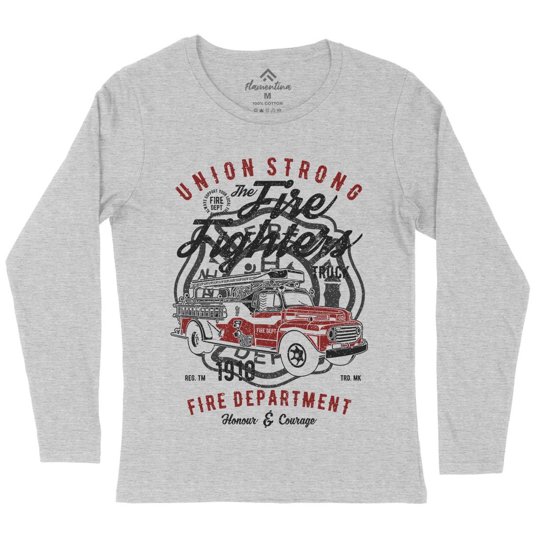 Union Strong Womens Long Sleeve T-Shirt Firefighters A781