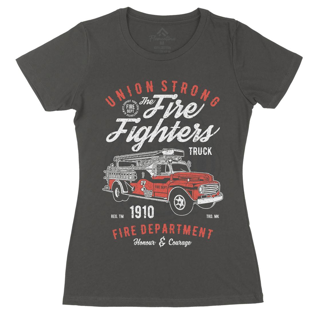 Union Strong Womens Organic Crew Neck T-Shirt Firefighters A781