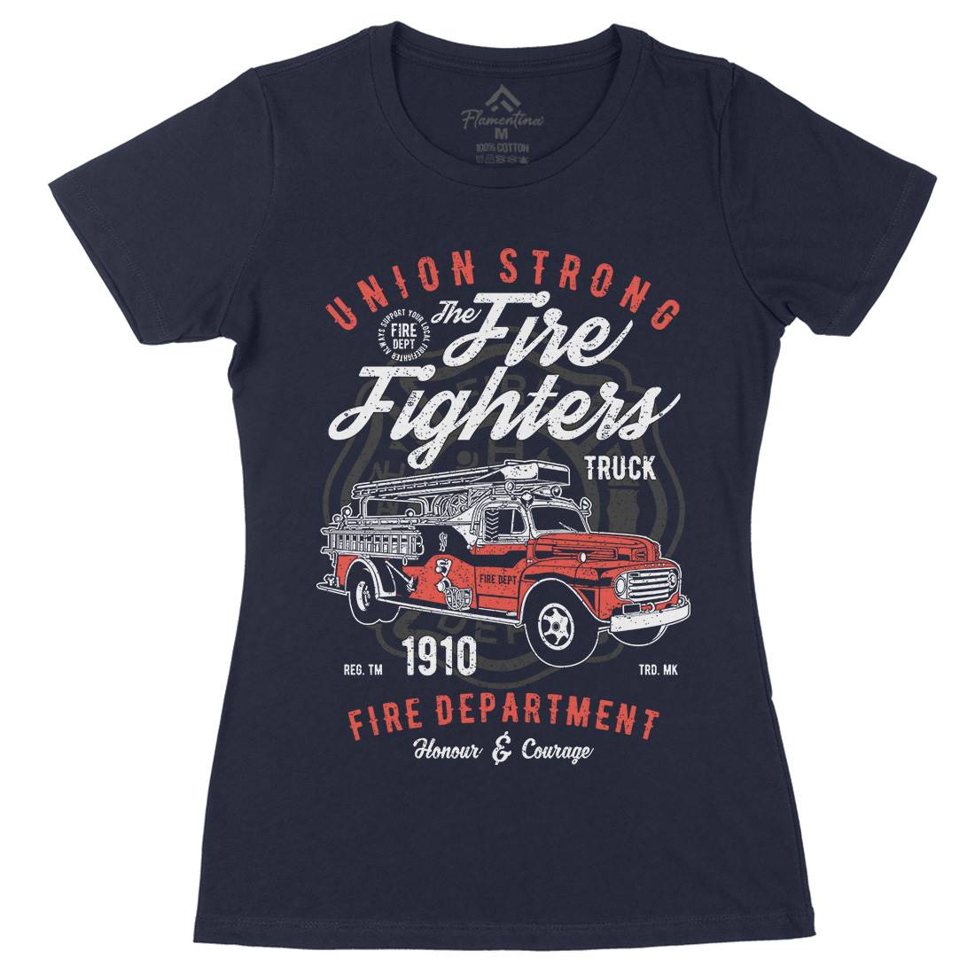 Union Strong Womens Organic Crew Neck T-Shirt Firefighters A781