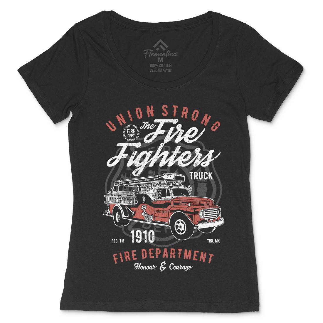 Union Strong Womens Scoop Neck T-Shirt Firefighters A781