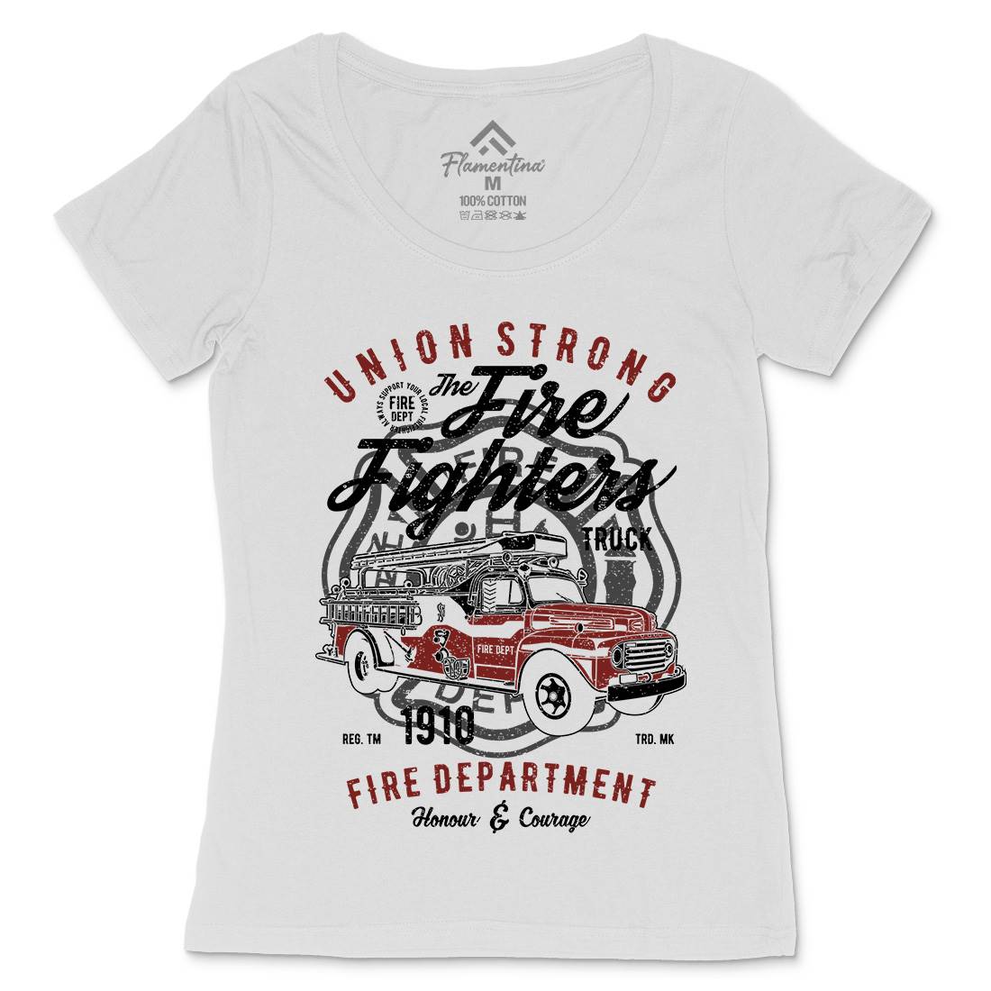 Union Strong Womens Scoop Neck T-Shirt Firefighters A781