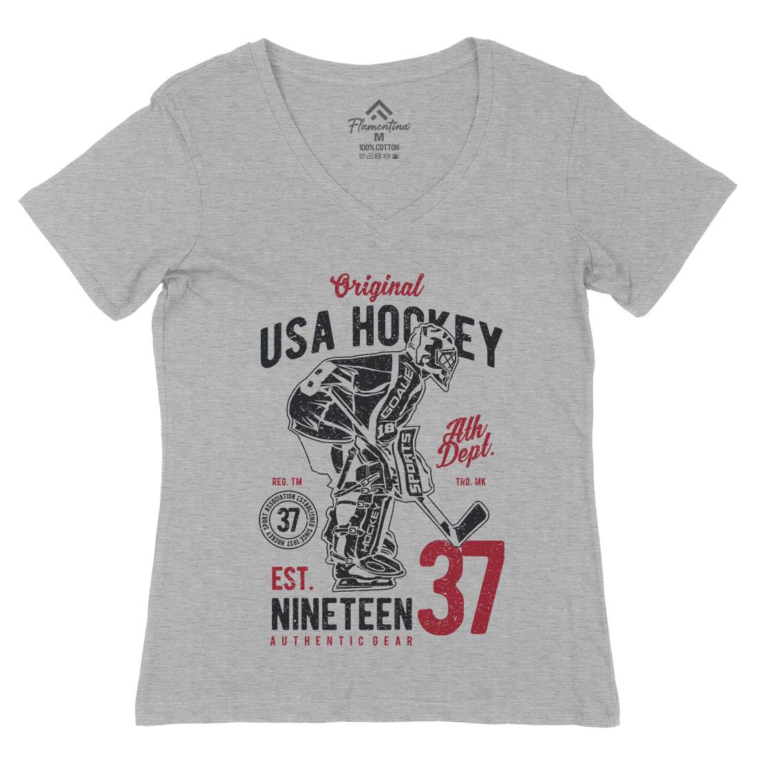 Hockey Tournament Womens Organic V-Neck T-Shirt Sport A782