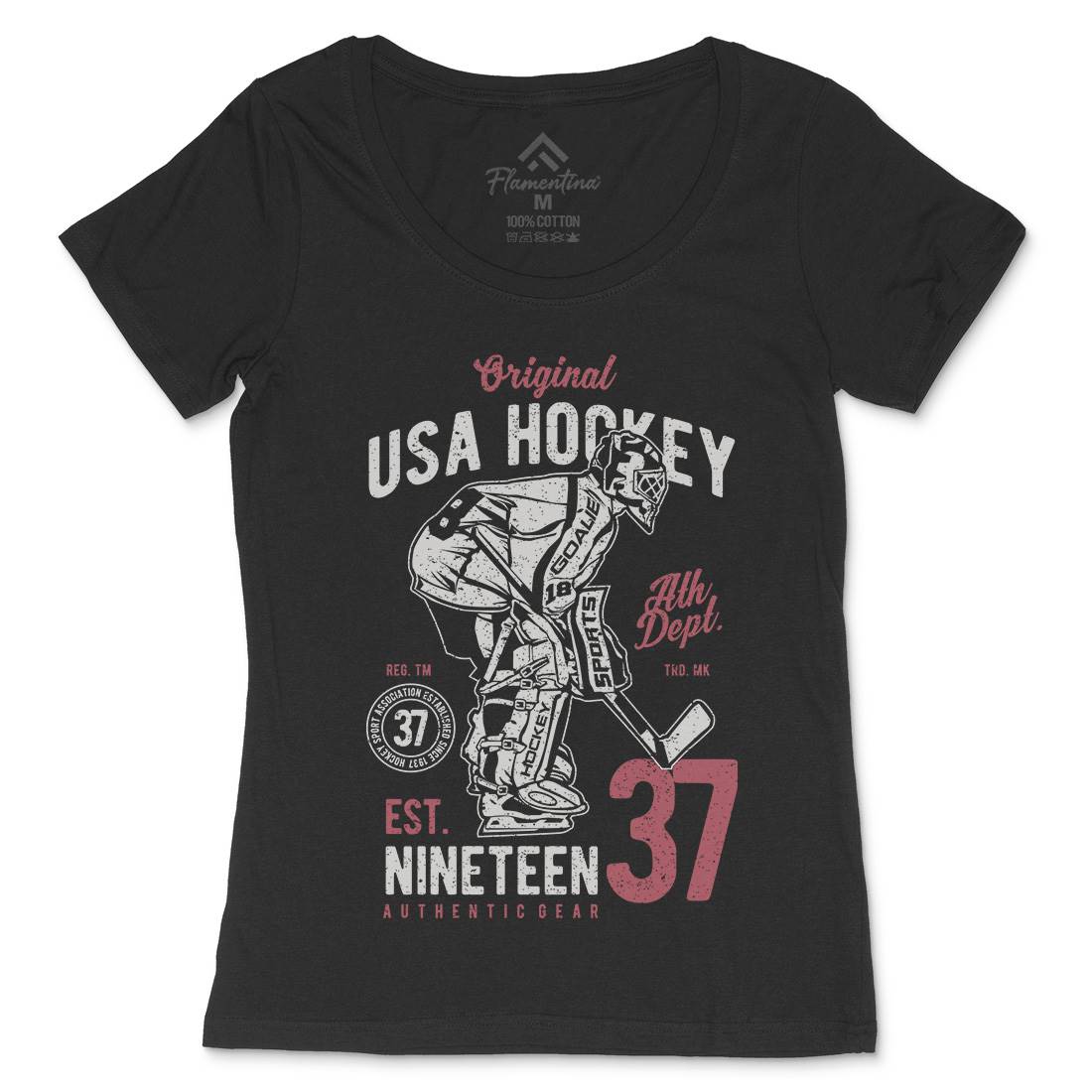 Hockey Tournament Womens Scoop Neck T-Shirt Sport A782