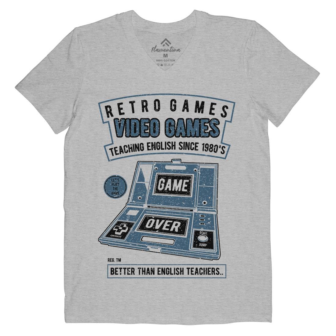 Video Games Mens Organic V-Neck T-Shirt Geek A783