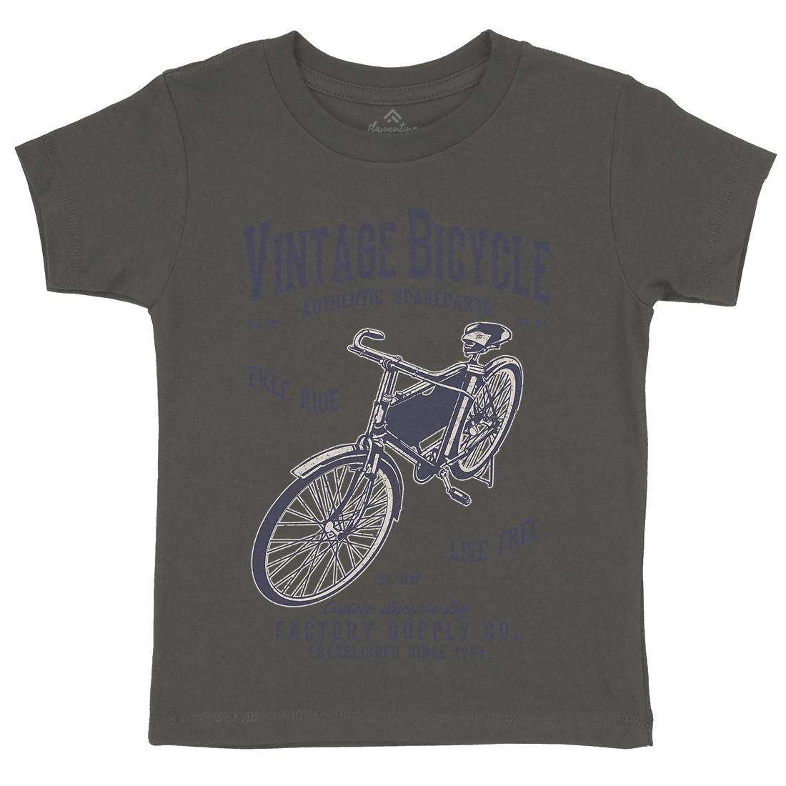 Vintage Bicycle Kids Organic Crew Neck T-Shirt Bikes A784