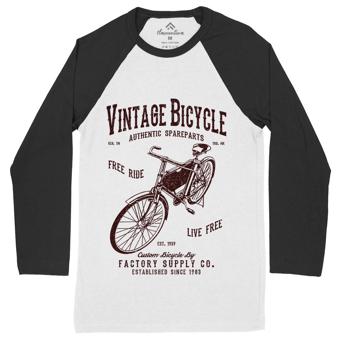 Vintage Bicycle Mens Long Sleeve Baseball T-Shirt Bikes A784