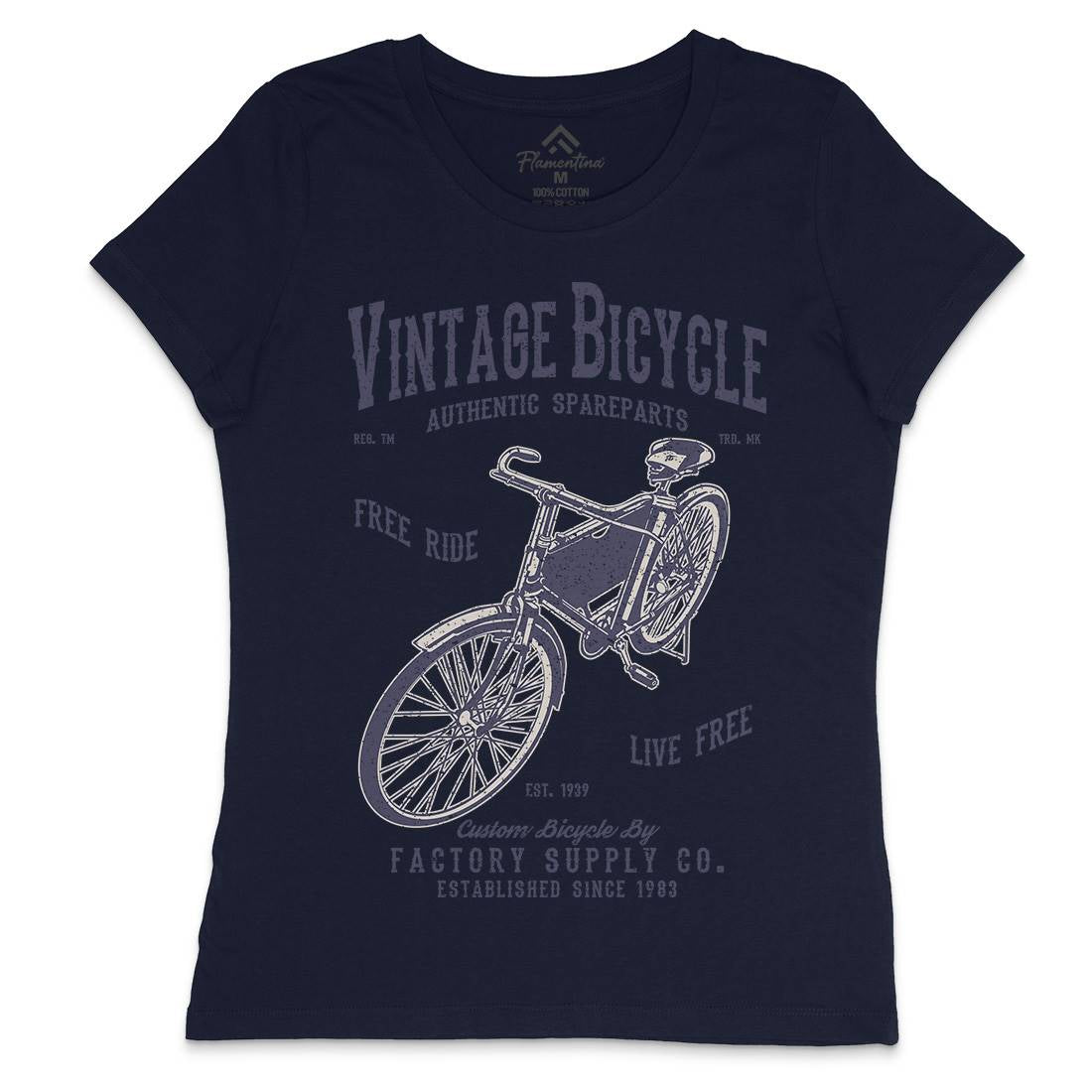 Vintage Bicycle Womens Crew Neck T-Shirt Bikes A784