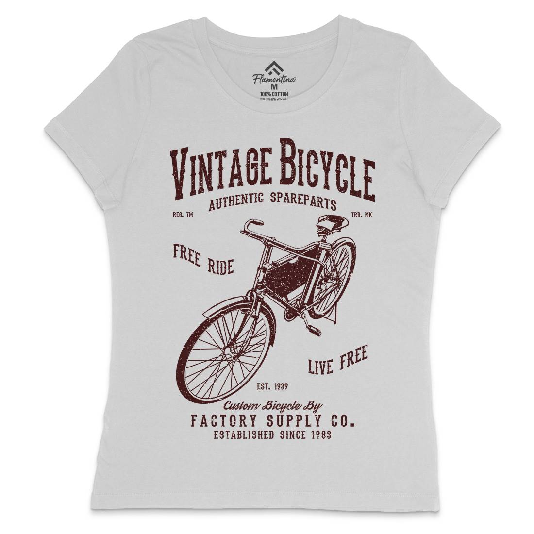 Vintage Bicycle Womens Crew Neck T-Shirt Bikes A784