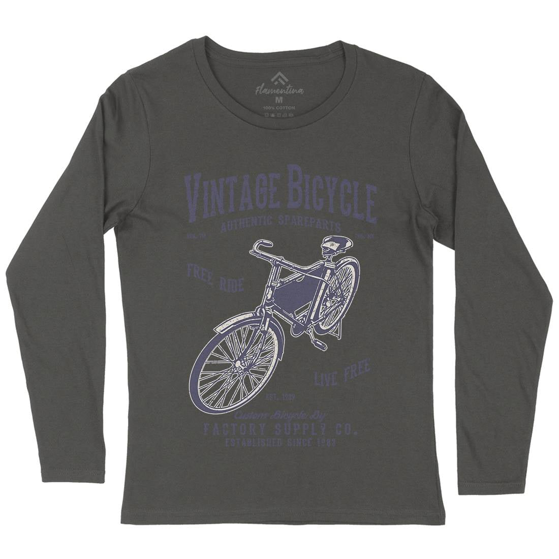 Vintage Bicycle Womens Long Sleeve T-Shirt Bikes A784