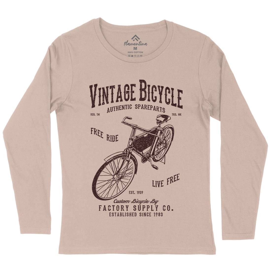 Vintage Bicycle Womens Long Sleeve T-Shirt Bikes A784