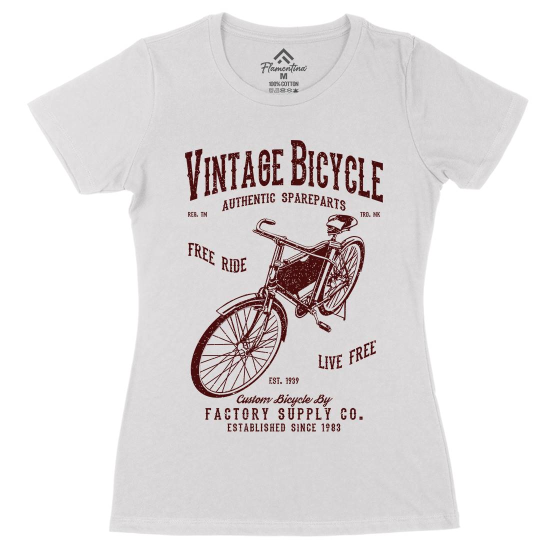 Vintage Bicycle Womens Organic Crew Neck T-Shirt Bikes A784