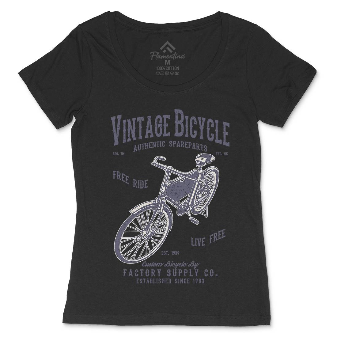Vintage Bicycle Womens Scoop Neck T-Shirt Bikes A784