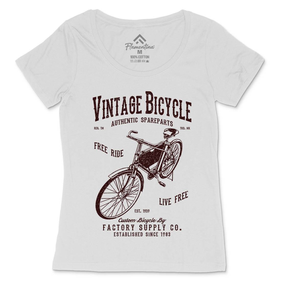 Vintage Bicycle Womens Scoop Neck T-Shirt Bikes A784