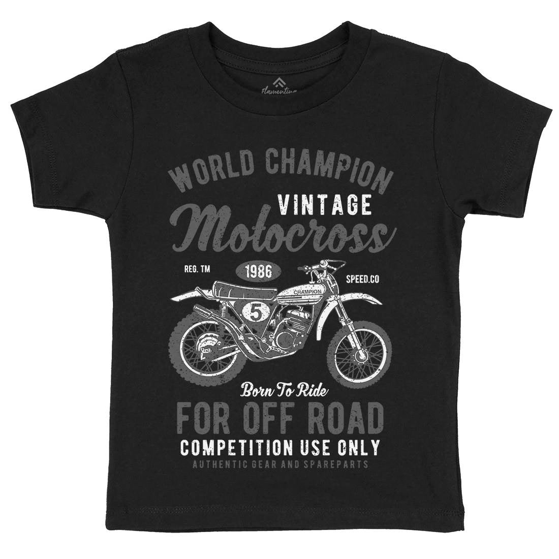 Vintage Motocross Kids Organic Crew Neck T-Shirt Motorcycles A785