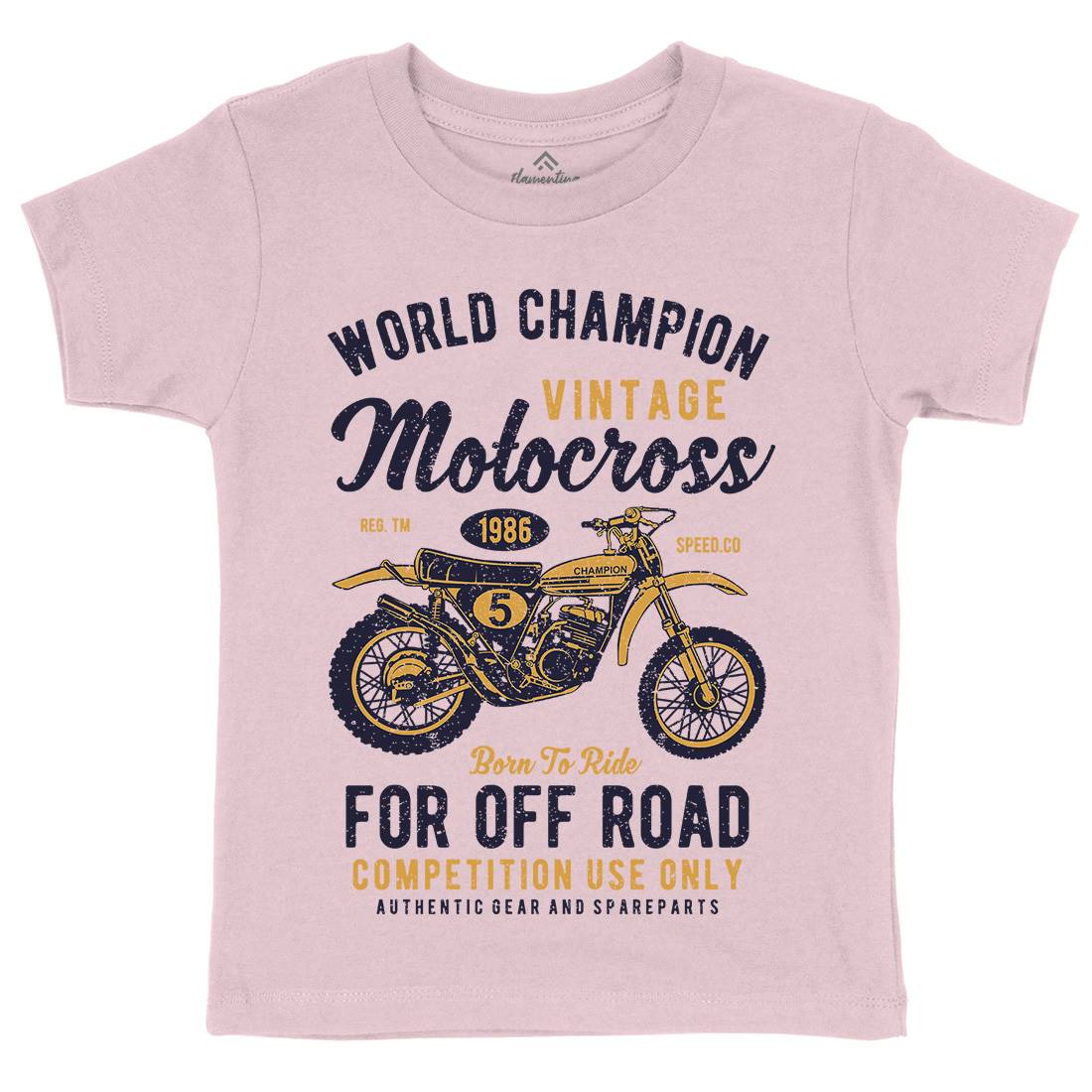 Vintage Motocross Kids Organic Crew Neck T-Shirt Motorcycles A785