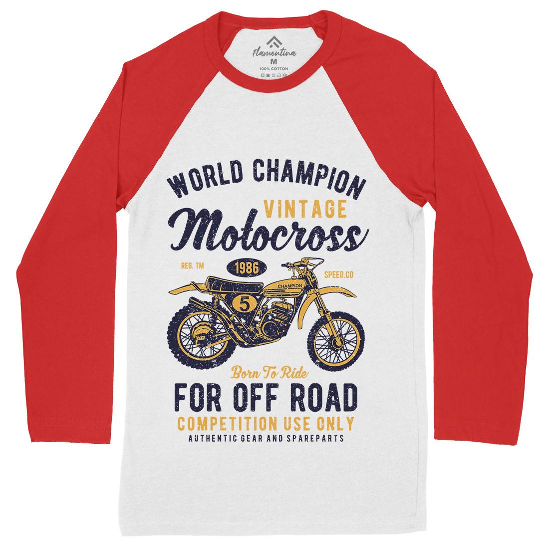 Vintage Motocross Mens Long Sleeve Baseball T-Shirt Motorcycles A785