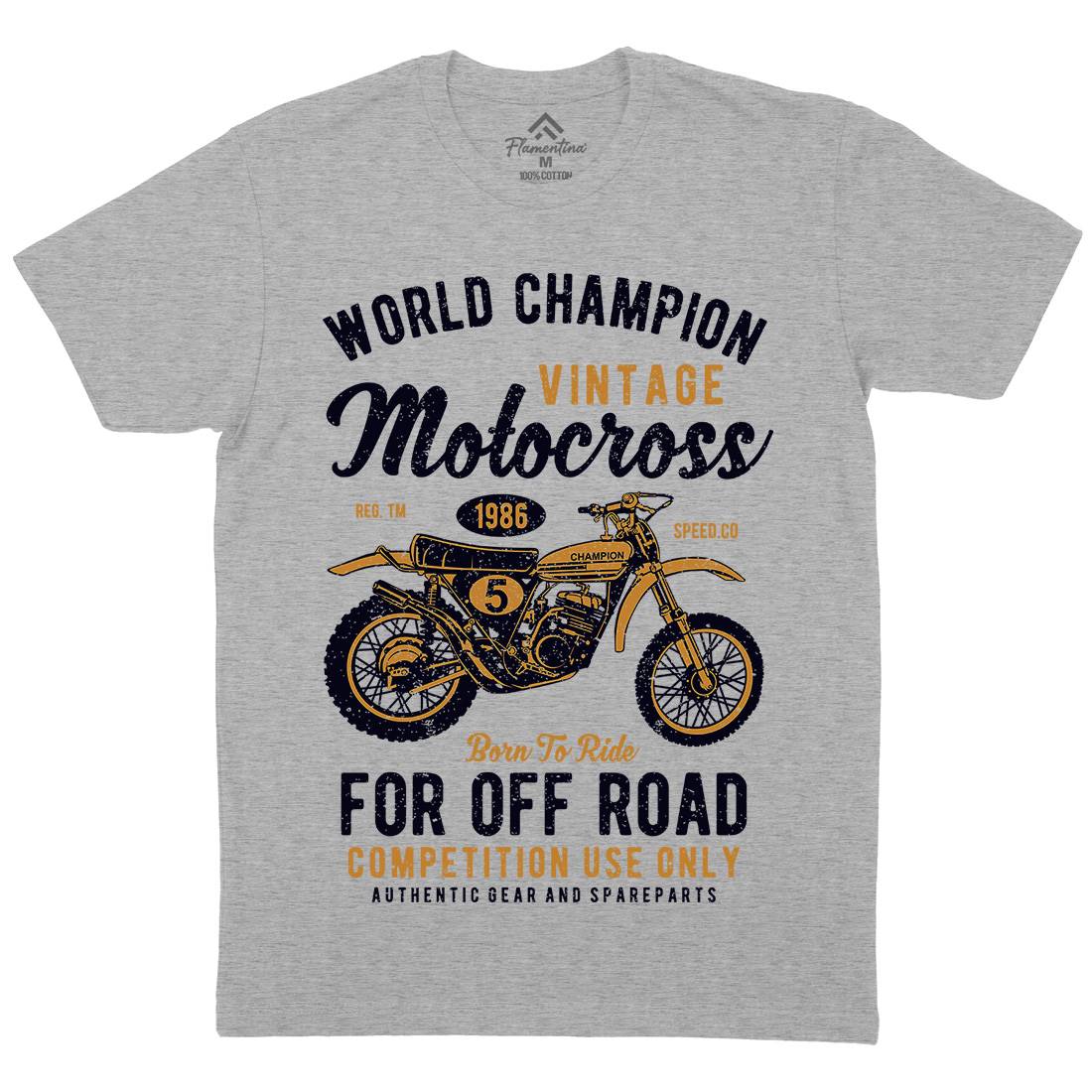 Vintage Motocross Mens Organic Crew Neck T-Shirt Motorcycles A785