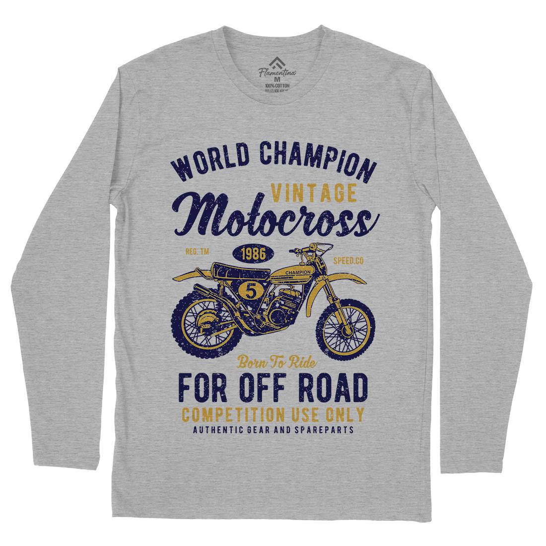 Vintage Motocross Mens Long Sleeve T-Shirt Motorcycles A785